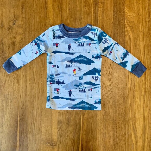 HANNA ANDERSSON Winter Sports Pajamas Boys 12-18 Mo 75 Ski Ice Hockey Cotton PJs - Picture 2 of 9